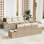 Conjunto de sofá de jardín con cojín 7 pcs Beige Poliratán en Sofás de exterior | Comprar online en Foru.es