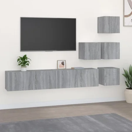 Mueble de pared para TV madera contrachapada gris sonoma de vidaXL, Muebles TV - Ref: Foro24-3114580, Precio: 155,67 €, Descu...