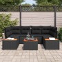Conjunto de sofás de jardín con cojín 6 pcs Negro Poliratán en Sofás de exterior | Comprar online en Foru.es