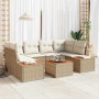 Conjunto de sofás de jardín con cojín 6 pcs Beige Poliratán en Sofás de exterior | Comprar online en Foru.es