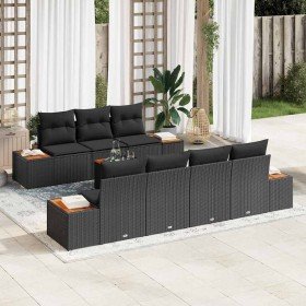 Conjunto de sofás de jardín con cojín 8 pcs Negro Poliratán en Sofás de exterior | Comprar online en Foru.es