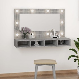 Mueble con espejo y LED color gris Sonoma 90x31,5x62 cm de vidaXL, Tocadores de baño - Ref: Foro24-820458, Precio: 62,90 €, D...