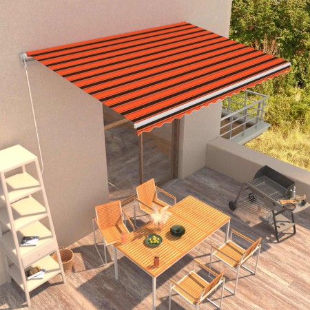 Toldo manual retráctil naranja y marrón 450x300 cm en Toldos | Comprar online en Foru.es