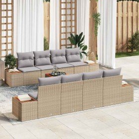 Conjunto de sofá de jardín con cojín 9 pcs Beige Poliratán en Sofás de exterior | Comprar online en Foru.es
