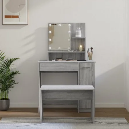 LED vanity set in gray Sonoma plywood by vidaXL, Bedroom Dressers - Ref: Foro24-3114121, Price: 115,39 €, Discount: %