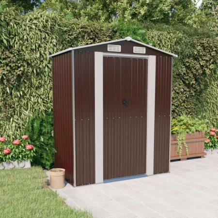 Cobertizo jardín acero galvanizado marrón oscuro 192x108x223 cm de vidaXL, Cobertizos - Ref: Foro24-319273, Precio: 204,64 €,...