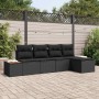 Conjunto de sofás de jardín con cojín 5 pcs Negro Poliratán en Sofás de exterior | Comprar online en Foru.es