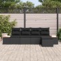 Conjunto de sofás de jardín con cojín 5 pcs Negro Poliratán en Sofás de exterior | Comprar online en Foru.es