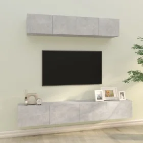 Set de muebles de TV 4 pzas madera contrachapada gris hormigón de vidaXL, Muebles TV - Ref: Foro24-3114537, Precio: 170,25 €,...