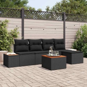 Conjunto de sofá de jardín 6 pcs Negro ratán sintético en Sofás de exterior | Comprar online en Foru.es