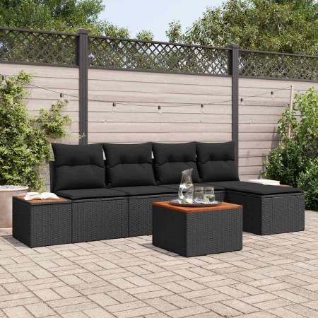 Conjunto de sofá de jardín 6 pcs Negro ratán sintético en Sofás de exterior | Comprar online en Foru.es