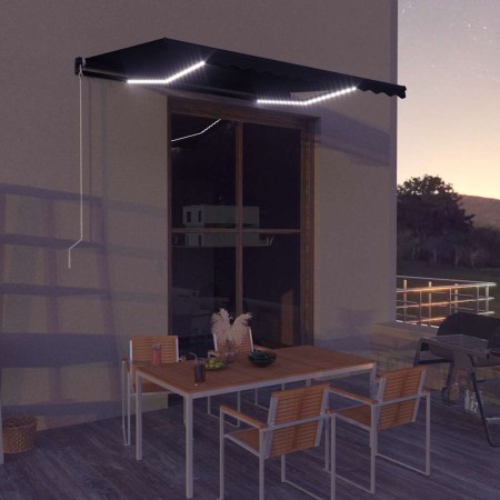 Toldo retráctil manual con LED gris antracita 350x250 cm en Toldos | Comprar online en Foru.es