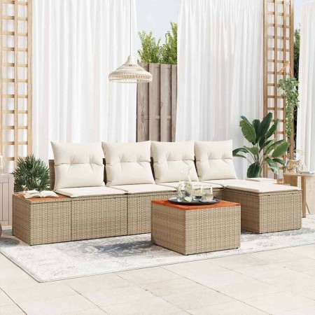 Conjunto de sofá de jardín 6 pcs Beige ratán sintético en Sofás de exterior | Comprar online en Foru.es