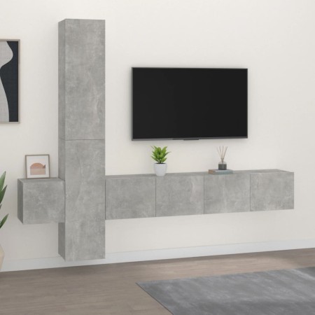 Set de muebles de TV 5 pzas madera contrachapada gris hormigón de vidaXL, Muebles TV - Ref: Foro24-3114249, Precio: 201,19 €,...