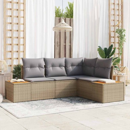 Conjunto de sofás de jardín 5 pcs Gris Claro Poliratán en Sofás de exterior | Comprar online en Foru.es