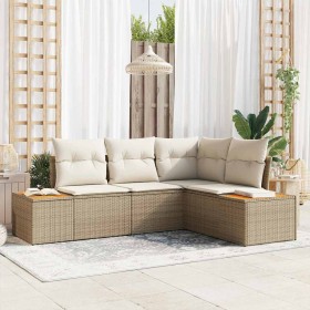 Conjunto de sofá de jardín 5 pcs Beige ratán sintético en Sofás de exterior | Comprar online en Foru.es