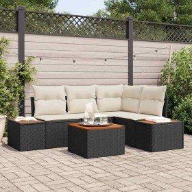 Conjunto de sofá de jardín 5 pcs Negro ratán sintético en Sofás de exterior | Comprar online en Foru.es
