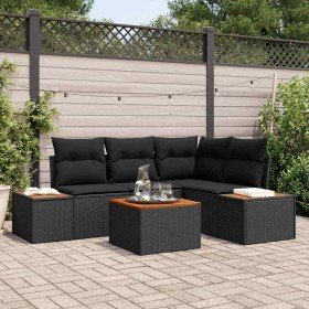 Conjunto de sofá de jardín 5 pcs Negro ratán sintético en Sofás de exterior | Comprar online en Foru.es