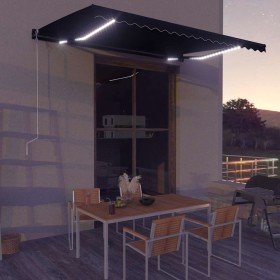 Toldo retráctil manual con LED gris antracita 450x300 cm en Toldos | Comprar online en Foru.es
