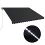 Toldo retráctil manual con LED gris antracita 450x300 cm en Toldos | Comprar online en Foru.es