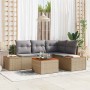 Conjunto de sofá de jardín 5 pcs Beige ratán sintético en Sofás de exterior | Comprar online en Foru.es