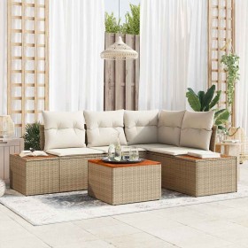 Conjunto de sofá de jardín 5 pcs Beige ratán sintético en Sofás de exterior | Comprar online en Foru.es
