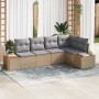 Conjunto de sofás de jardín con cojín 5 pcs Beige Poliratán en Sofás de exterior | Comprar online en Foru.es