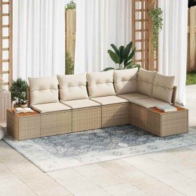 Conjunto de sofás de jardín con cojín 5 pcs Beige Poliratán en Sofás de exterior | Comprar online en Foru.es