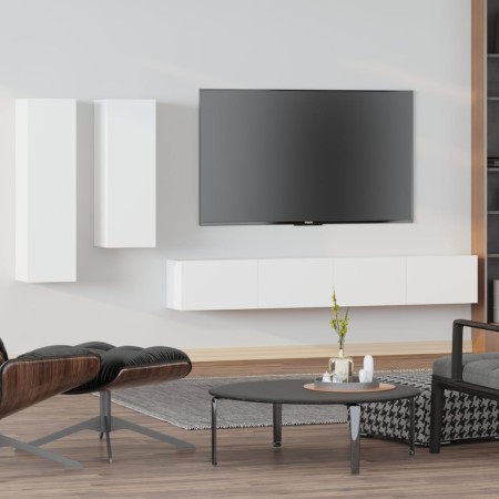 Set de muebles para TV 4 piezas madera contrachapada blanco de vidaXL, Muebles TV - Ref: Foro24-3114630, Precio: 230,28 €, De...