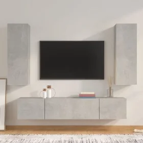 Set de muebles de TV 4 pzas madera contrachapada gris hormigón de vidaXL, Muebles TV - Ref: Foro24-3114201, Precio: 179,84 €,...