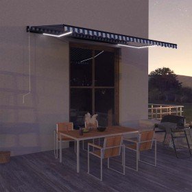 Toldo con LED y sensor de viento azul y blanco 500x300 cm en Toldos | Comprar online en Foru.es