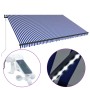 Toldo con LED y sensor de viento azul y blanco 500x300 cm en Toldos | Comprar online en Foru.es