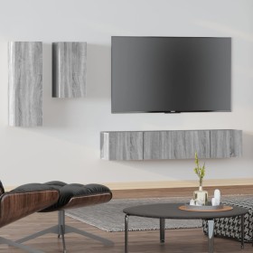 Set de muebles para TV 4 pzas madera contrachapada gris Sonoma de vidaXL, Muebles TV - Ref: Foro24-3114628, Precio: 131,82 €,...