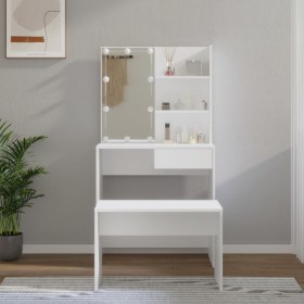 Juego de tocador con LED madera contrachapada blanco de vidaXL, Tocadores para dormitorios - Ref: Foro24-3114107, Precio: 119...