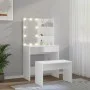 Juego de tocador con LED madera contrachapada blanco de vidaXL, Tocadores para dormitorios - Ref: Foro24-3114107, Precio: 119...