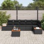 Conjunto de sofás de jardín con cojín 7 pcs Negro Poliratán en Sofás de exterior | Comprar online en Foru.es