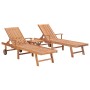 Tumbonas 2 uds con mesa madera maciza de teca en Tumbonas | Comprar online en Foru.es