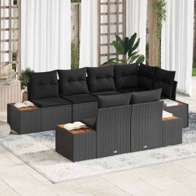 Conjunto de sofá de jardín 7 pcs Negro ratán sintético en Sofás de exterior | Comprar online en Foru.es
