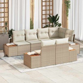 Conjunto de sofá de jardín 7 pcs Beige ratán sintético en Sofás de exterior | Comprar online en Foru.es
