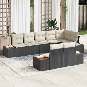Conjunto de sofás de jardín con cojín 8 pcs Negro Poliratán en Sofás de exterior | Comprar online en Foru.es