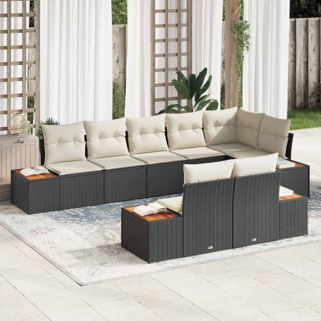Conjunto de sofás de jardín con cojín 8 pcs Negro Poliratán en Sofás de exterior | Comprar online en Foru.es