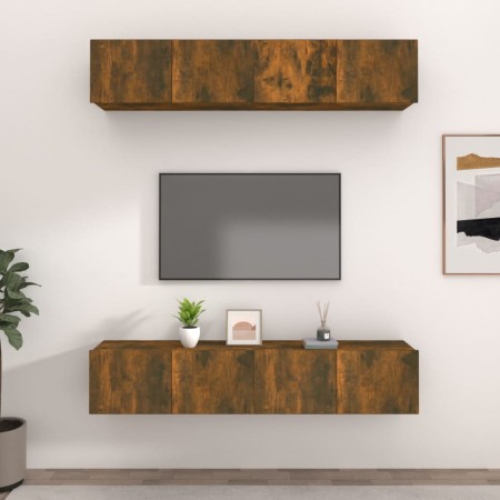 Muebles TV 4 uds madera contrachapada roble ahumado 80x30x30 cm de vidaXL, Muebles TV - Ref: Foro24-3114187, Precio: 117,67 €...