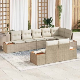 Conjunto de sofás de jardín con cojín 8 pcs Beige Poliratán en Sofás de exterior | Comprar online en Foru.es
