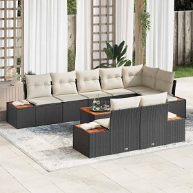 Conjunto de sofás de jardín con cojín 9 pcs Negro Poliratán en Sofás de exterior | Comprar online en Foru.es