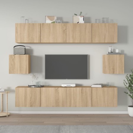 Set de muebles para TV 6 pzas madera contrachapada roble sonoma de vidaXL, Muebles TV - Ref: Foro24-3114360, Precio: 191,88 €...
