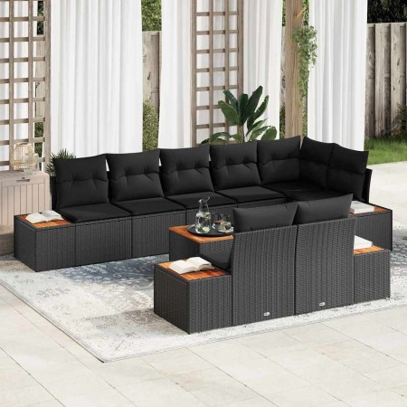 Conjunto de sofás de jardín con cojín 9 pcs Negro Poliratán en Sofás de exterior | Comprar online en Foru.es