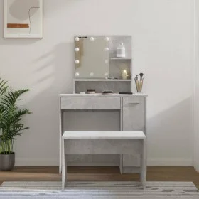 Juego de tocador con LED madera contrachapada gris hormigón de vidaXL, Tocadores para dormitorios - Ref: Foro24-3114118, Prec...