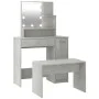 Juego de tocador con LED madera contrachapada gris hormigón de vidaXL, Tocadores para dormitorios - Ref: Foro24-3114118, Prec...