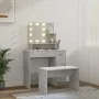 Juego de tocador con LED madera contrachapada gris hormigón de vidaXL, Tocadores para dormitorios - Ref: Foro24-3114118, Prec...