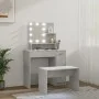 Juego de tocador con LED madera contrachapada gris hormigón de vidaXL, Tocadores para dormitorios - Ref: Foro24-3114118, Prec...